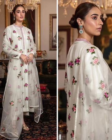 Silk Embroidred 3-piece  white