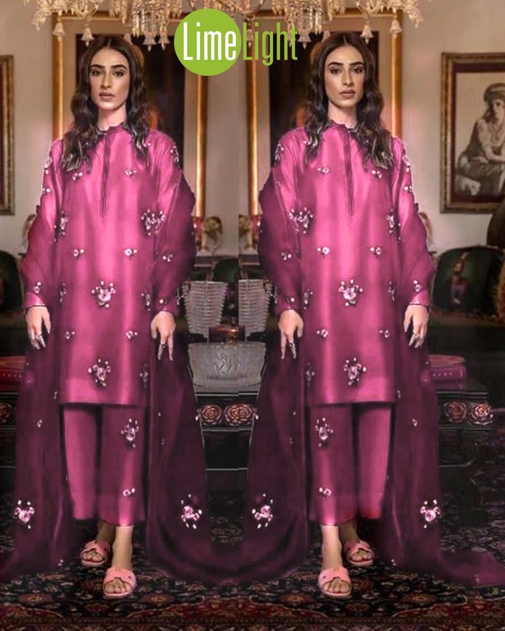 Silk Embroidred 3-piece  pink